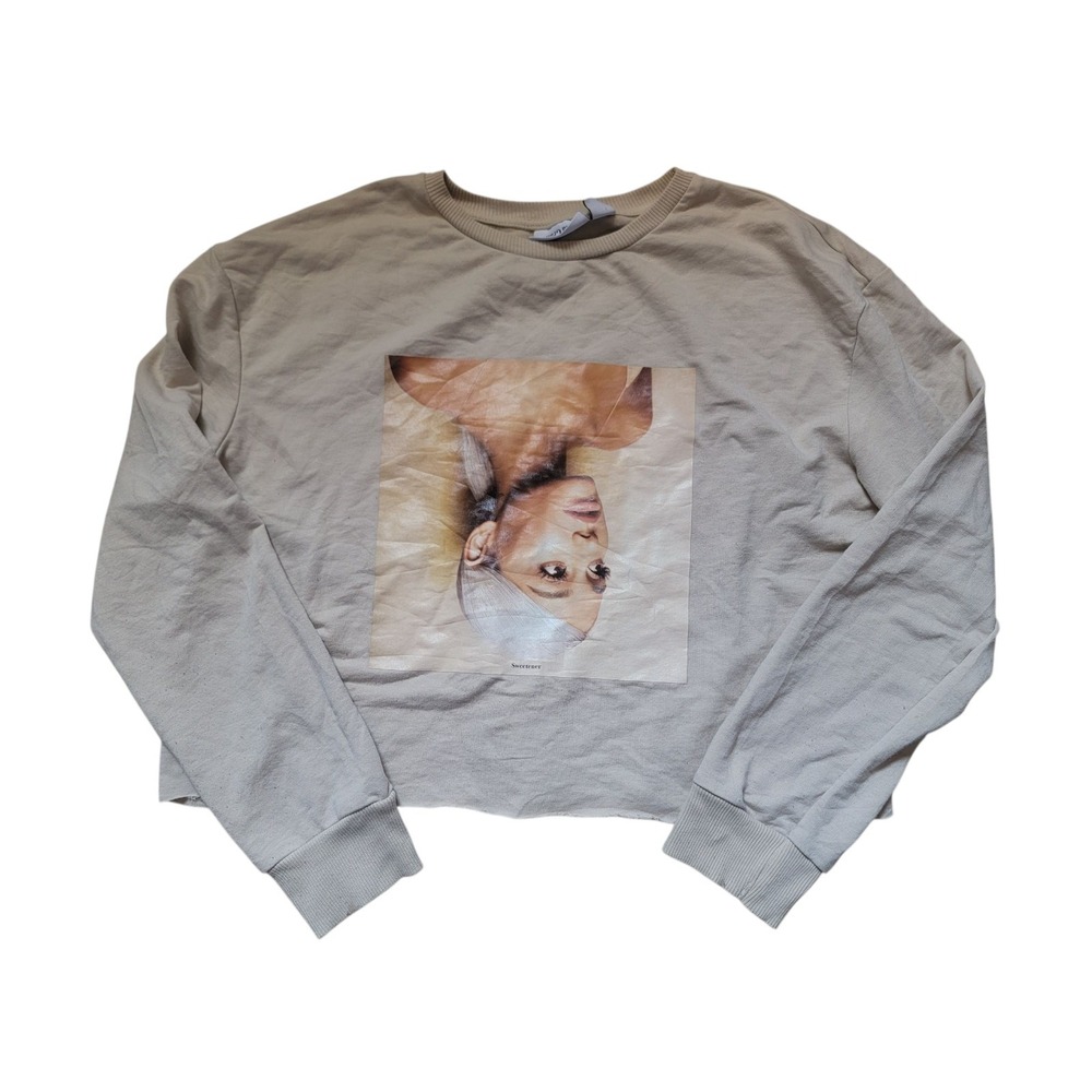 Ariana Grande Tour 2018 Sweetener Light Sweatshirt Cropped S Small Photo